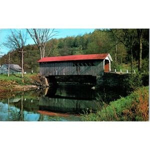 Comstock Bridge Montgomery VT Vintage Covered Bridge Postcard PD6